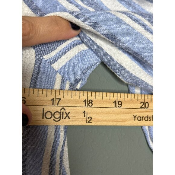 Cloth & Stone Anthropologie Women's XS Chambray Striped Button Shirt Linen Blend - Picture 5 of 13